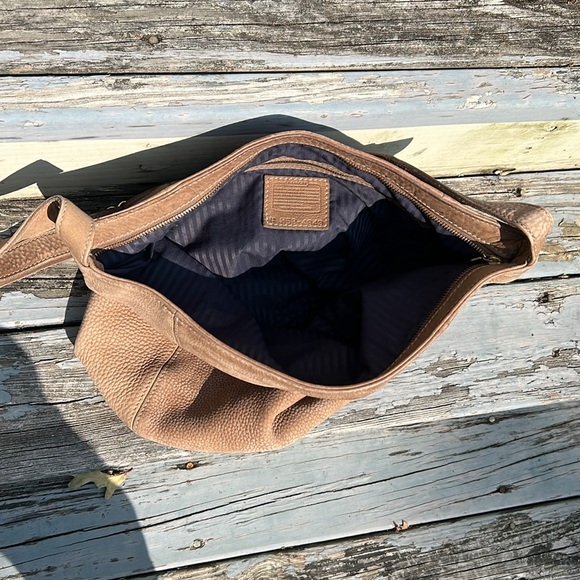 Coach Y2K Vintage Pebbled Leather Tan Tote Hobo Boho Hippie NuBuck Suede Handbag - Picture 14 of 16
